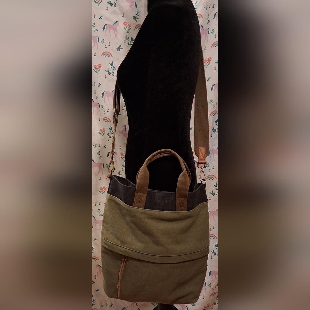 NWOT Feed 25 Go-To Army Green Durable Cotton Casual Unisex Tote Purse Bag - Picture 2 of 14